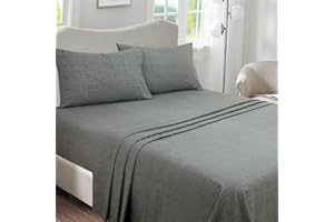 Briarwood Home 100% Cotton Printed Flannel Sheet Set 4 Piece Brushed Turkish Bedding Super Soft, Warm, Cozy, Deep Pocket & Breathable All Season Sheets & Pillow Set (Charcoal Grey, Queen)