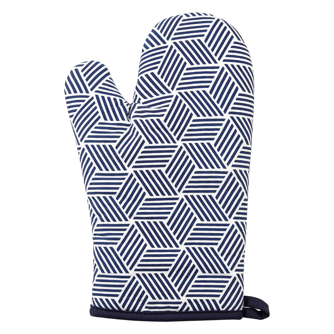 Premier Housewares Oven Glove, Cotton, White/Blue, Single