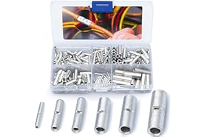 Wirefy 200 PCS Non Insulated Butt Connectors Kit - Butt Splice Connectors - Uninsulated Crimp Wire Connectors - 24-8 AWG