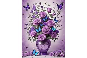 WUSARPLY Flowers Stamped Cross Stitch Kits - Vase Needlepoint Counted Cross Stitch Kits for Beginners Adults Flowers Patterns Dimensions Needlecrafts Embroidery Kits Arts and Crafts