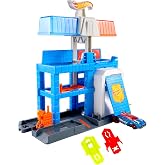 ​Hot Wheels City Downtown Police Tower Playset &amp; Die-Cast Police Car | Track Set with 1:64 Scale Toy Vehicle, Expands to 3 Levels for Push-Around Play, Speed Snap Track System