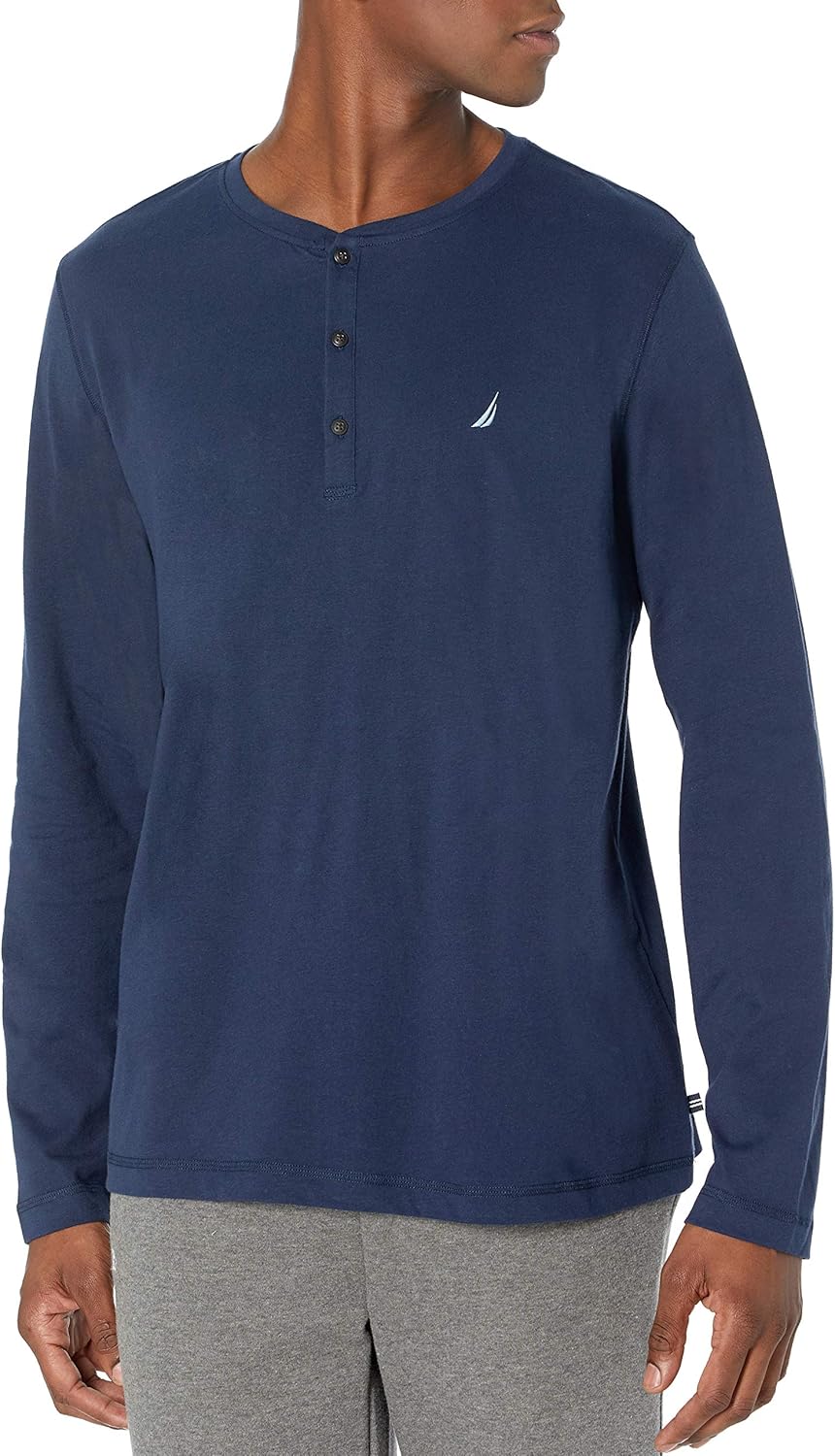Nautica Men's Long Sleeve Henley Pajama Top at  Men’s Clothing store