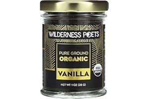 Wilderness Poets Pure Vanilla Powder - 100% Organic Ground Vanilla Beans - Tahitian Variety, Grade A | Potent, Super Aromatic, Perfect for Chefs, Baking, Ice Cream, Coffee Lattes, 1 Ounce (28 Grams)