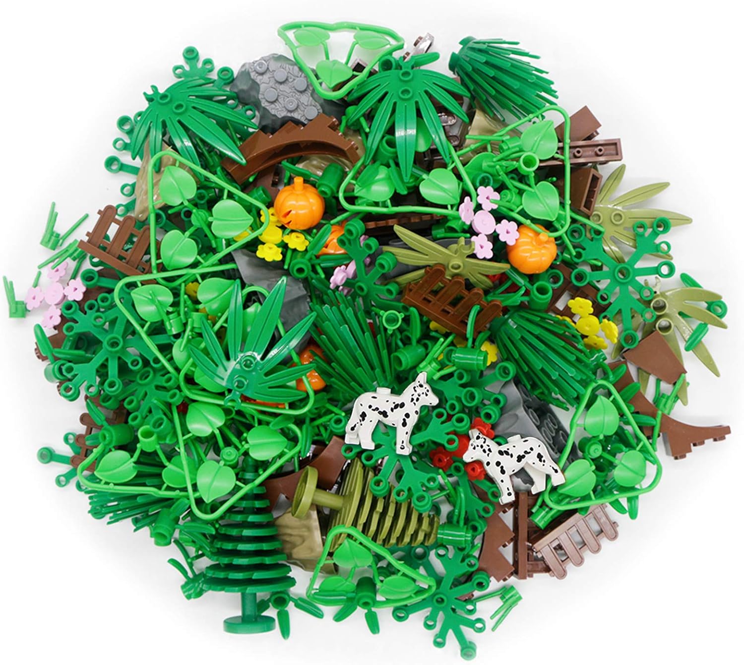 Forest Tree Jungle Plants Flower Pieces Building Blocks Accessories Set Garden Grass Park House Leaf Parts Bricks Toy (Without Baseplate)