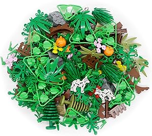 Forest Tree Jungle Plants Flower Pieces Building Blocks Accessories Set Garden Grass Park House Leaf Parts Bricks Toy (Without Baseplate)