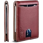 SERMAN BRANDS RFID Blocking Slim Bifold Genuine Leather Minimalist Front Pocket Wallets for Men with Money Clip Thin Gift