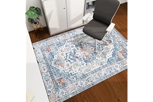 chakme Office Chair Mat for Hardwood Floor, 60"x45" Desk Chair Mat for ​Hardwood Floor, Easy Glide Computer Chair Mat Protector for Rolling Chair Under Desk Rug Nonslip Backing, Boho Chair Mat