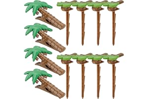 SHIDOW Beach Towel Clips and Beach Towel Anchor Stakes Clips, Picnic Blanket Holders Set, Clamps Set (Coconut Palm Tree Anchor Stakes Clip 10 and 4)