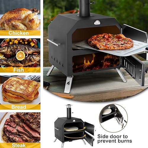 15'' Outdoor Pizza Oven Wood Fired Pizza Oven Portable Patio Ovens