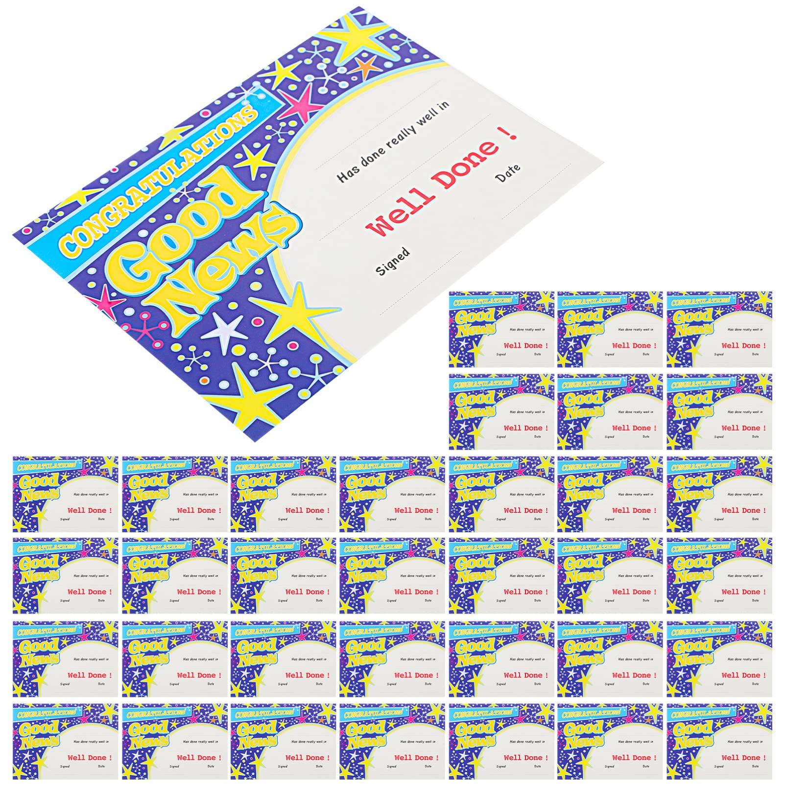 Operitacx 100sheets Colorful Student Award Certificates for Classroom Use for Academic Achievements Graduation and Motivation Suitable for Boys and Girls and Teachers