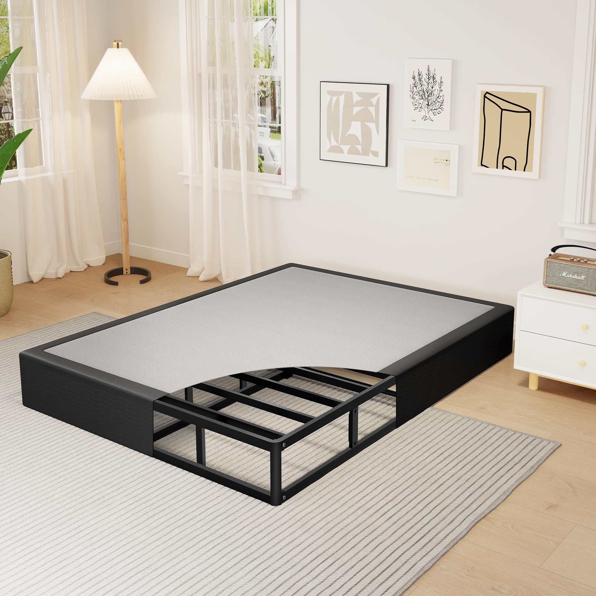 Mashomdec Full Size 10 Inch Box Spring - Heavy Duty Metal Mattress Foundation (2500lbs Capacity), Noise-Free, Easy Assembly with Removable Fabric Cover