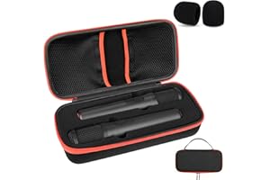 WANOCEAN Wireless Microphone Case Compatible with JBL Wireless Two Microphone with Adjustable DIY Foam, (Box Only) Portable-Partybox Travel Bag for Karaoke for Receivers, Adapters, AA Batteries, Black
