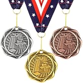 Loetere Metal Fusion Medals 2" Cornhole Dinkball Soccer 1st 2nd 3rd Place Award Medals with Ribbons Gold Silver Brown Trophy for Sports Participation Winner Prize Gift
