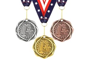 Loetere Metal Fusion Medals 2" Cornhole Dinkball Soccer 1st 2nd 3rd Place Award Medals with Ribbons Gold Silver Brown Trophy for Sports Participation Winner Prize Gift