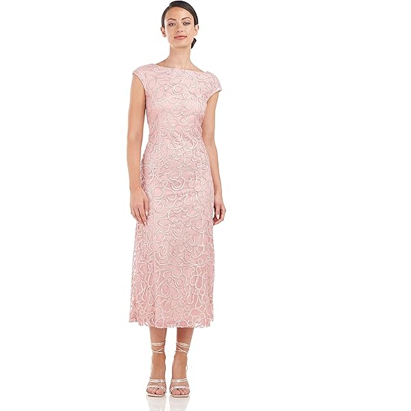 Amazon.com: JS Collection Women's Embroidered Midi Sheath Dress, Rosegold,  2 : Clothing, Shoes & Jewelry