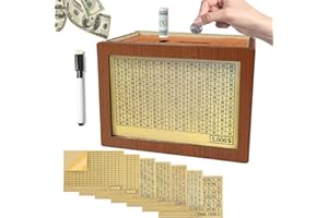 YEELAN Wooden Piggy Bank,Retro 5000/3000/8000/10000/1000 USD Money Savings Box for Bills and Coins,Personalized Large Piggy Bank for Kid Adult Boy Girl,Cute Money Saver with Number Tick Best Gift for Friend