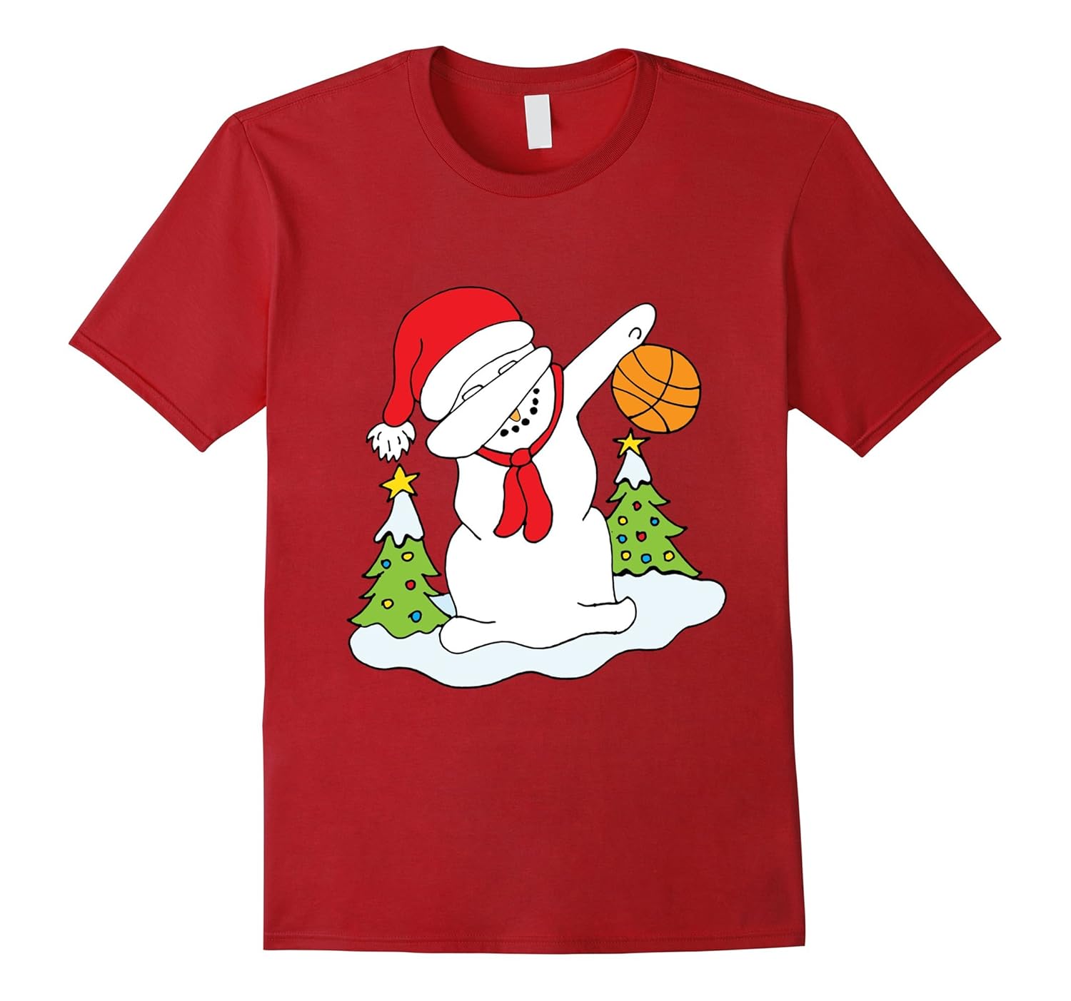 Snowman Dabbing Basketball Christmas Xmas T-Shirt-ANZ