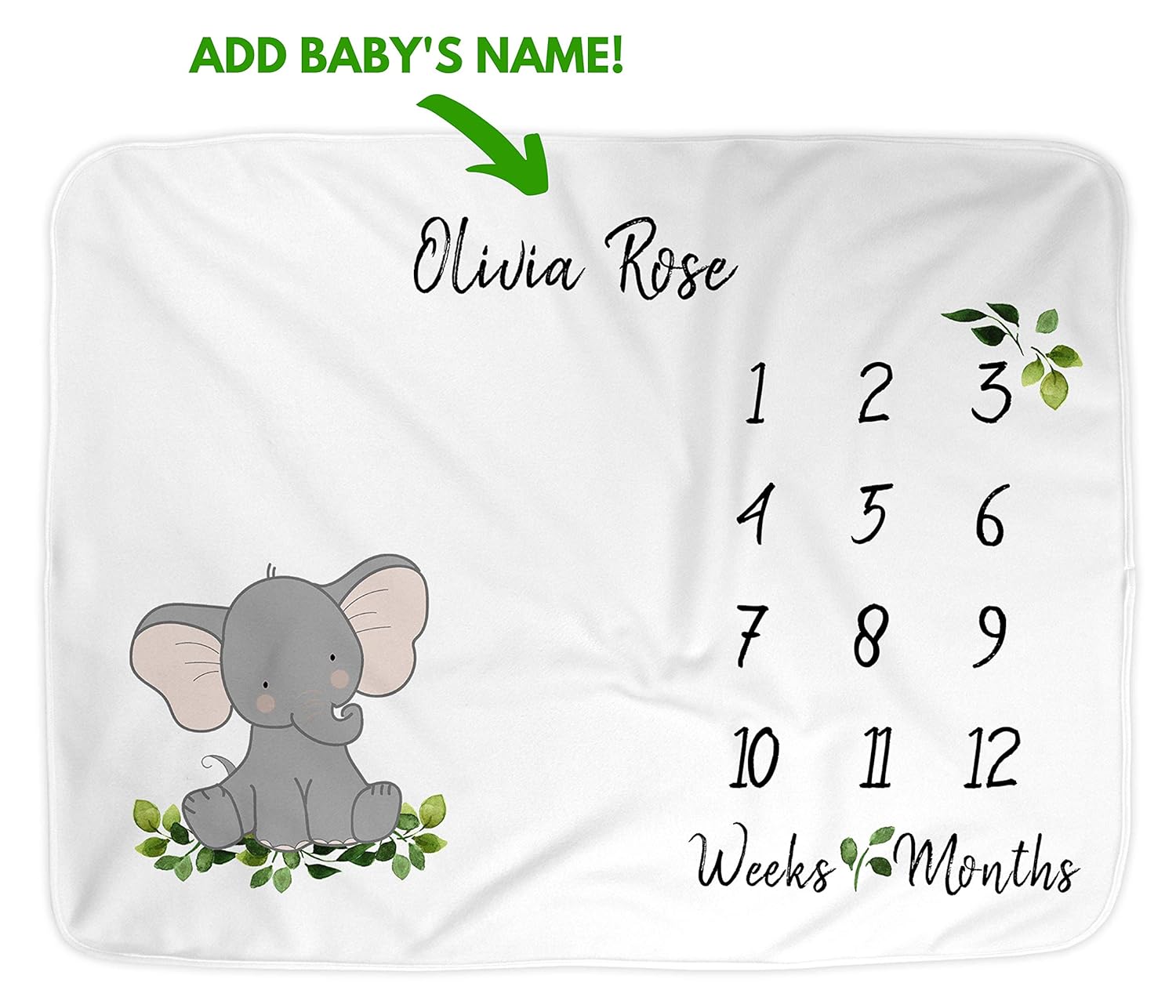 elephant milestone blanket girl