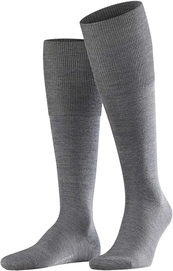 FALKE Men's Airport KneeHigh Socks Merino Wool Cotton Black Grey More