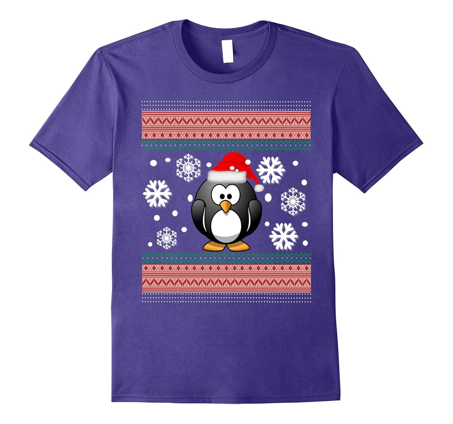 SANTA PENGUIN CHRISTMAS SHIRT-SNOW-SNOWFLAKES TEE SHIRT-ANZ