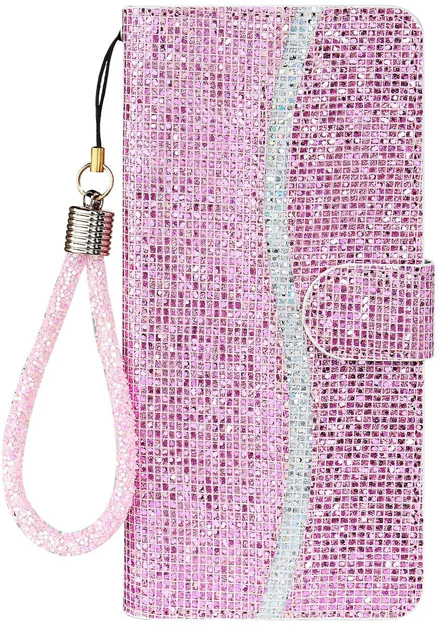Tiyoo Phone Case for Samsung S20FE Bling Wallet Case with Magnetic Closure and Card Holders, Shockproof Case for Samsung Galaxy S20 FE 5G (Pink) — image 1