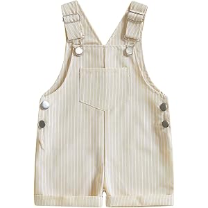 Aifawile Toddler Boy Girl Romper Overall Shorts Jumpsuit Stripe Suspender Pants with Pockets Infant Baby Summer Clothes