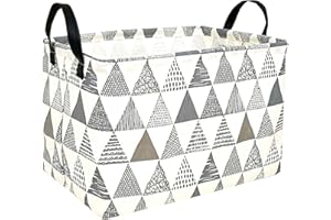 KUNRO Rectangle Toy Bin Waterproof storage organizer for Nursery Hamper Home decor Closet Kids Bedroom Laundry Baby Gift Shelf Baskets(Gray triangle)