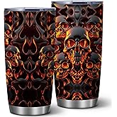 ATHAND Melted Skull Halloween Tumbler, 20oz Gothic Insulated Stainless Steel Travel Mug with Lid, Double Wall Coffee Cup, Funny Spooky Gift for Women, Men, Friends, Dad,Halloween,Birthday, 1 Pcs