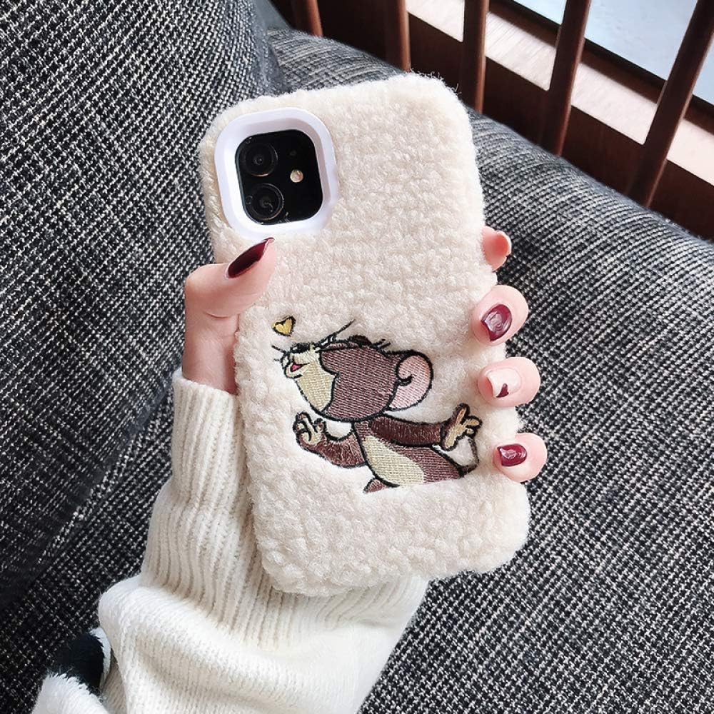 MFKW Autumn and winter plush iPhone case embroidery cartoon cute cat love, all-inclusive women