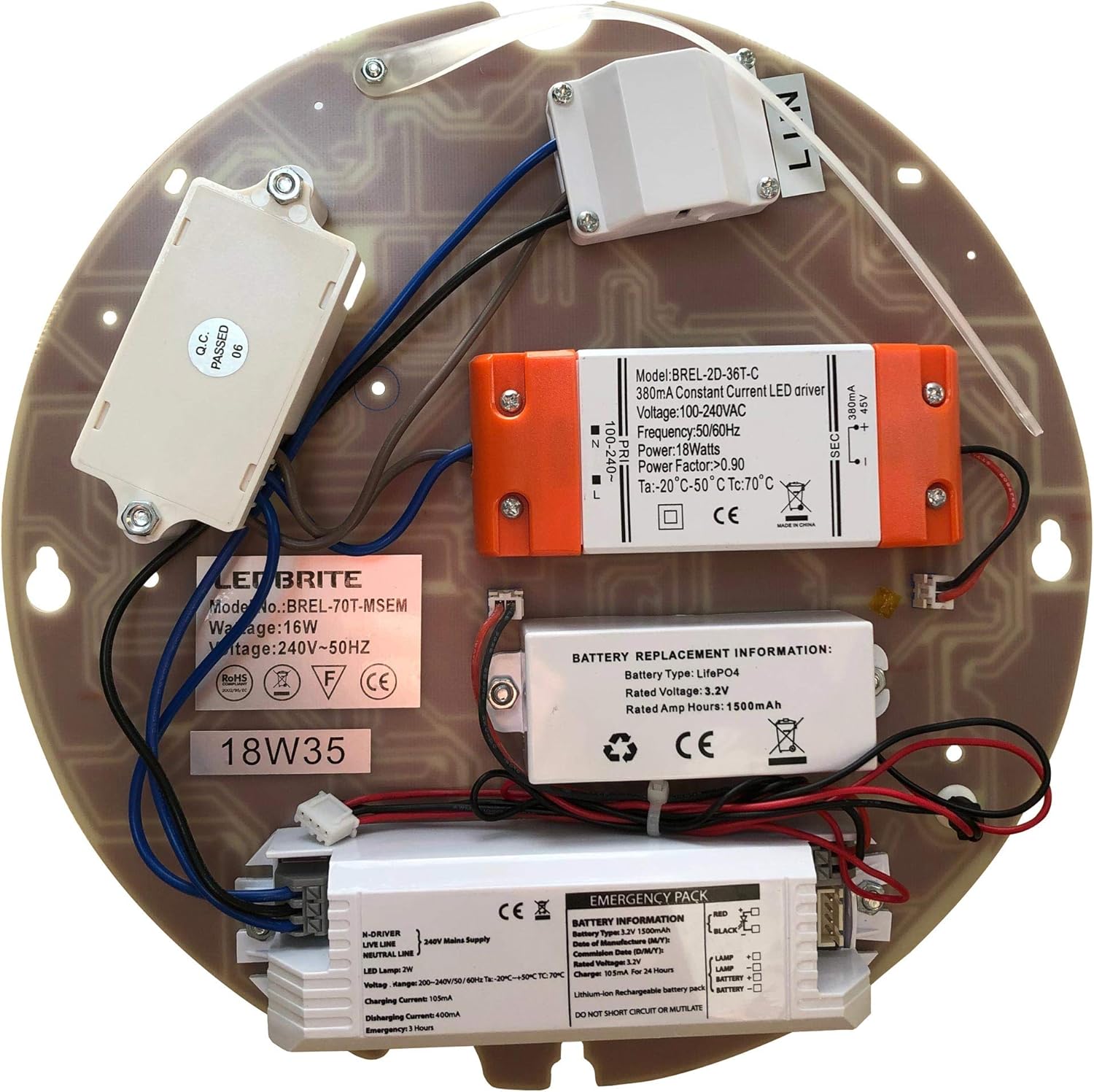 LED Emergency + Microwave Sensor Gear Tray 16W Replacement for 2D 28W Bulkhead Switchable Colour Output LEDBRITE - Image 3
