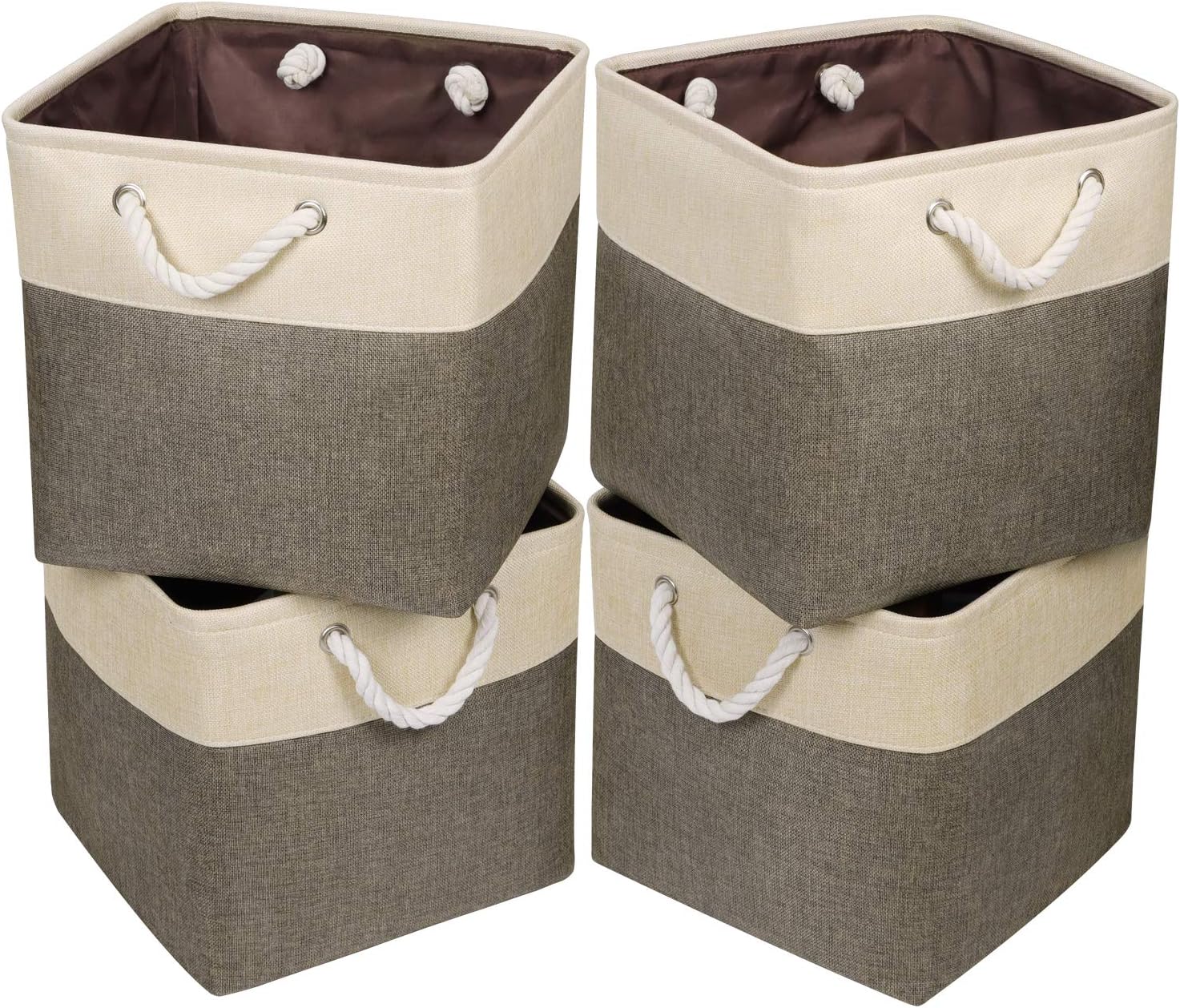 Univivi Storage Box Fabric，Canvas Storage Cubes 33x33 With Two Cotton Rope Handles，Storage