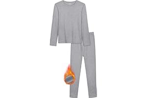 VZV Kids Thermal Underwear Set, Boys Underwear Thermals Set, Fleece Lined Base Layers Top Bottom for Skiing Cold Weather