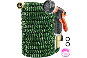 XERGUR Expandable Garden Hose Water Pipe: 50FT Lightweight Water Hose with 8 Function Spray Nozzle, Flexible Durable Triple Layer Latex Core Garden Hoses for Gardening Lawn Car Pet Washing