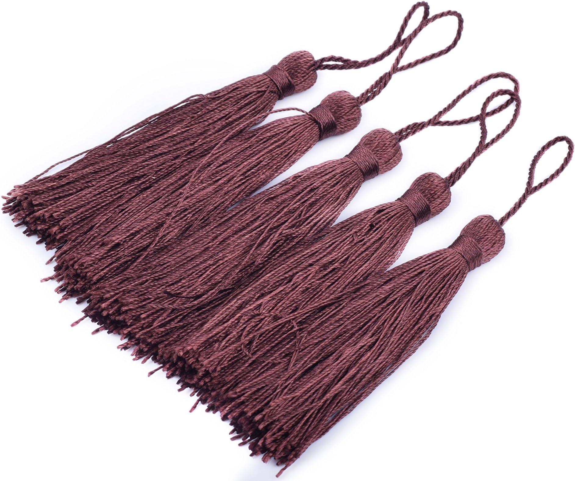 KONMAY 20pcs Silky Handmade Tiny(3.5'') Soft Craft Mini Tassels with Loops for Bookmarks Jewelry Making, Decoration DIY Projects (Brown)