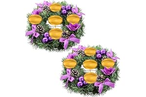 Christmas Advent Wreath 5 Candle Holder Set Pillar Wreaths Centerpiece Decor 12 Inch Ring Candle Holder for Church Holiday Ho