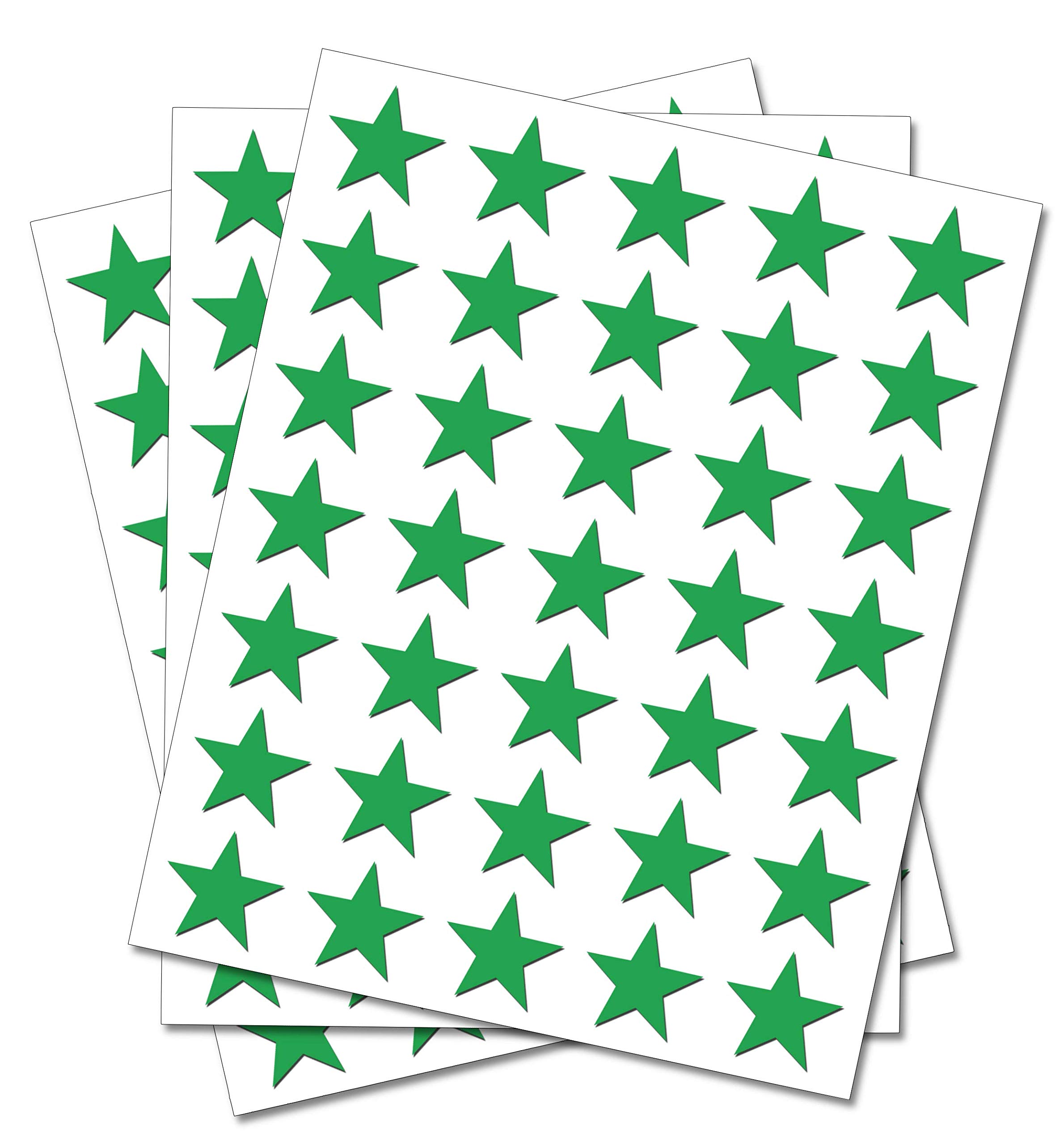 Set of 100 - Green Star Merit Reward Stickers - Removable Self Adhesive Waterproof Durable Vinyl Label Sticker 15mm Each for School, Preschool, Nursery & Home Activity by PARTY DECOR