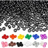 Dowsabel Black Pony Beads Bulk 1000 Pcs 6x9mm, Large Hole Kandi Hair Beads for Braids Bracelets, DIY Friendship Bracelets Necklaces Jewelry Making Crafts and Gifts