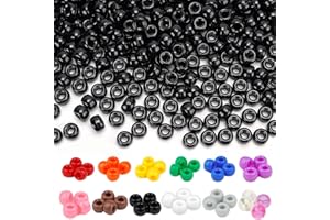 Dowsabel Black Pony Beads Bulk 1000 Pcs 6x9mm, Large Hole Kandi Hair Beads for Braids Bracelets, DIY Friendship Bracelets Necklaces Jewelry Making, Kids & Students Crafts and Gifts
