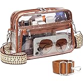QOECI Clear Bag for Stadium Events with 2 Long Straps, See Through Purse for Women Crossbody Bag Concert Stadium Approved
