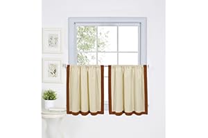 Elrene Home Fashions Wilton Solid Colorblock Cotton Kitchen/Café/Bathroom Window Tiers, Set of 2, Spice, 30"x36"
