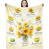 HEIFAM Christian Blanket with Sunflowers, Christian Gifts for Women, Religious Gifts for Women, Inspirational Gift for Her, Spiritual Faith Gift for Daughter, God Says You are Blanket, 50"X60"