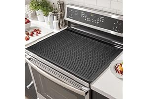 Rumlick 28x20 Stove Top Covers for electric stove, Waterproof Silicone Glass Stove Top Protector, Dish Drying Mats For Kitchen,Coffee Mat, Heat Resistant Mat for Countertop-Black