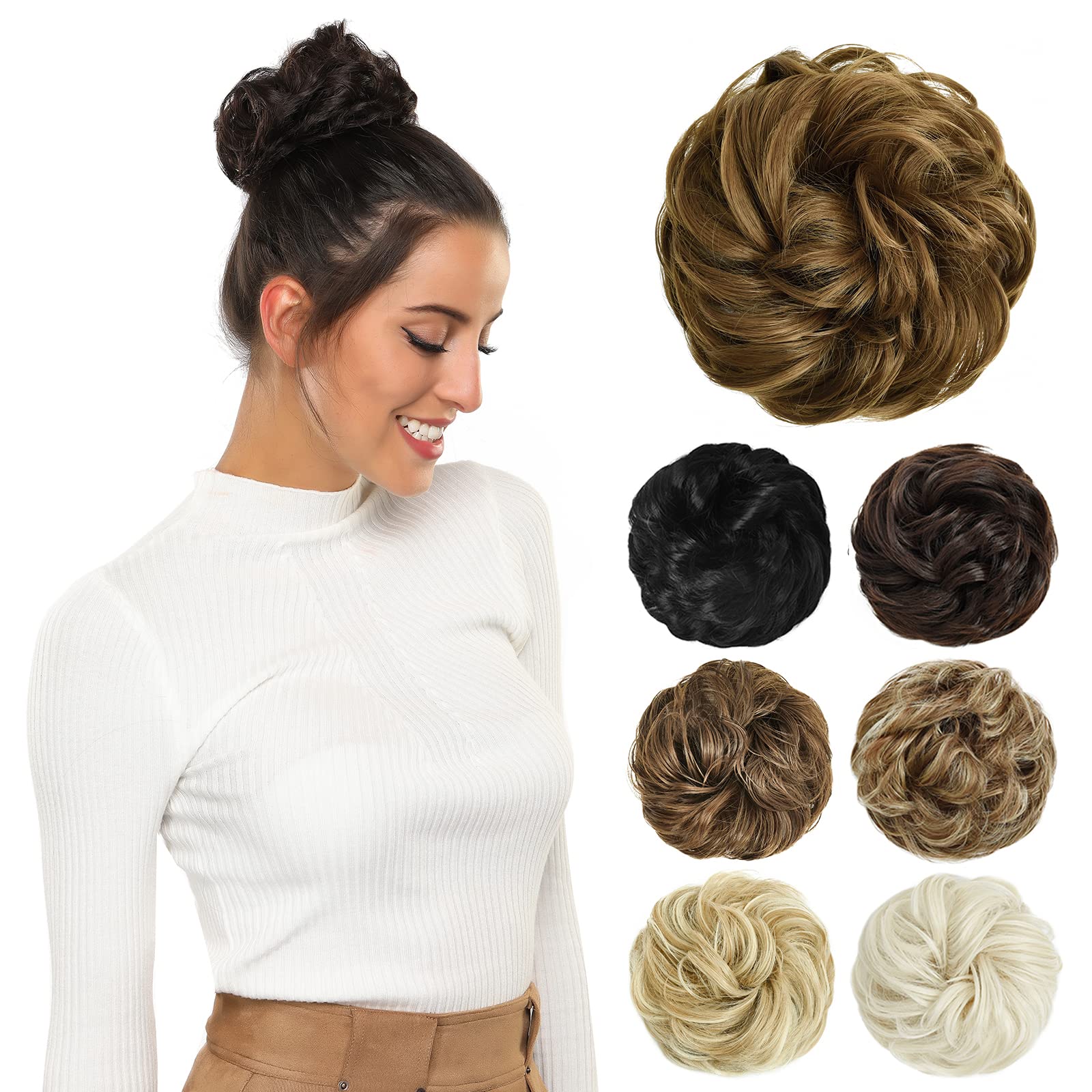 Yamel Messy Bun Hair Pieces for Women Hair Bun Extension Ginger Blonde Updo Curly Messy Bun Scrunchie — image 1