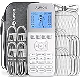 AUVON 4 Outputs TENS Unit 24 Modes Muscle Stimulator with EVA Travel Case, Rechargeable TENS EMS Machine with Easy-to-Select