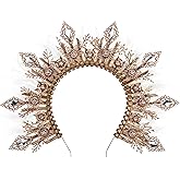 COSUCOS Fantasy Halo Crown Hedpiece - Handmade Zip Tie Greek Goddess Feather Crown Renfaire Spiked Headband for Halloween