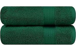 Ample Decor Hand Towels 18 X 28 Inch 600 GSM 100% Cotton, Premium Soft Absorbent - 2 Pcs - Green