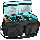 SAVIOUR DJ Cable File Bag, Detachable Padded Bottom and Adjustable Dividers, Stores Music, Audio, and Visual Cabling, Portable Travel Storage and Studio Organization (Blue)