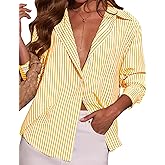 LOMON Button Down Shirt for Women Spring Summer Tops Long Sleeve Business Dressy Casual Blouses Collared Work Outfits Clothes