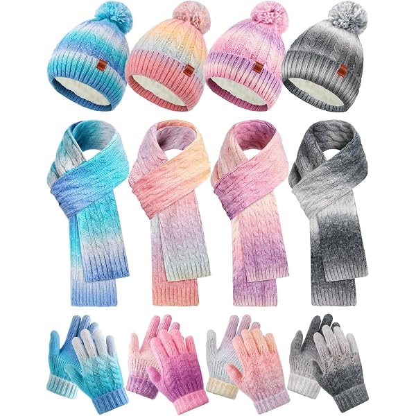 Handepo 48 Pairs Knit Winter Gloves Bulk Women Colored Knit
