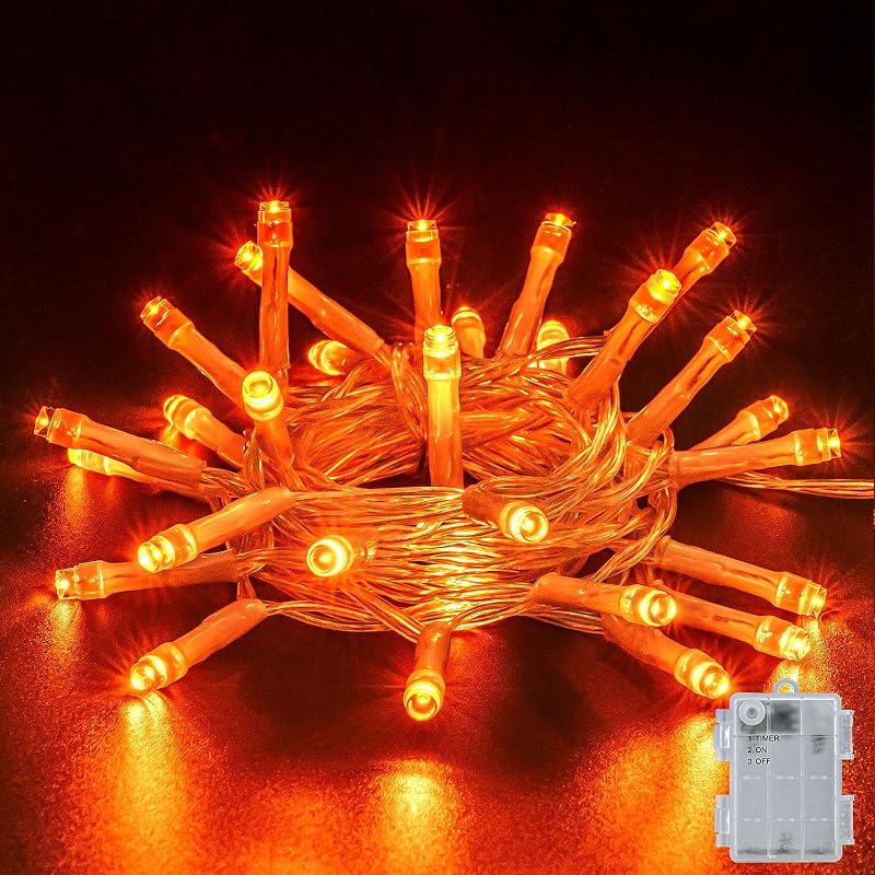 Dalugo Orange Halloween Lights 3M 30 LED IP65 Battery Powered with Timer